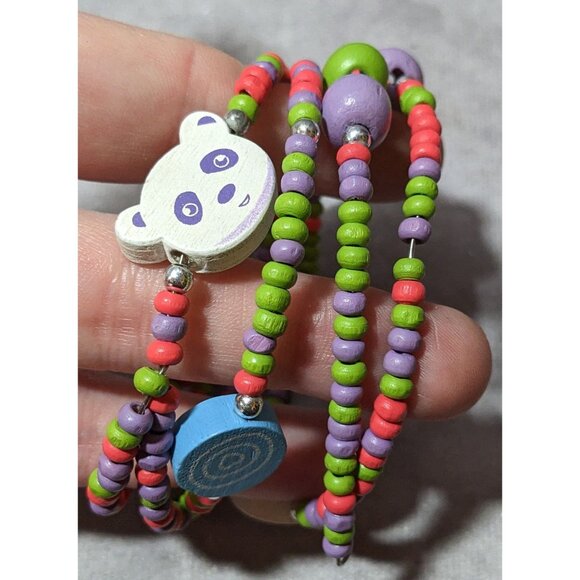 Candycore Rainbow Panda Beaded Coil Bracelet - Picture 6 of 6